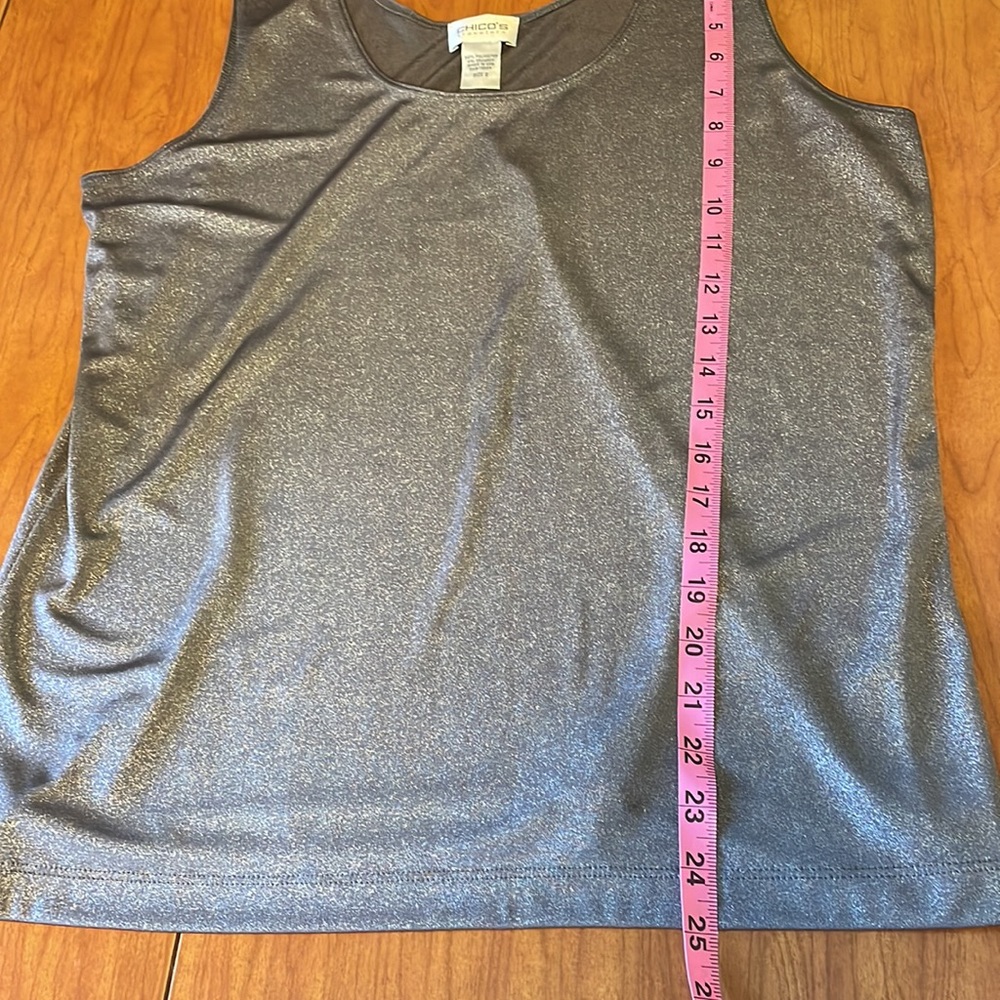 Chicos size 2 travelers metallic grey tank top size 12/large - Picture 5 of 7